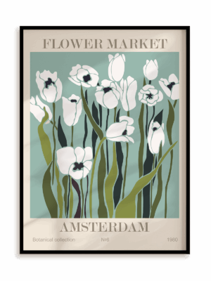 Plakat Flower market: Amsterdam w ramie aluminiowej