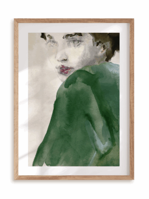 Plakat W zieleni w ramie drewnianej