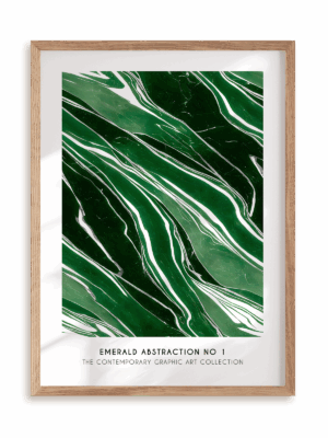 Plakat Szmaragdowa kompozycja II w ramie drewnianej
