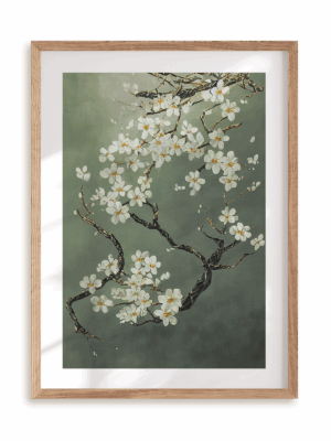 Plakat Kwitnąca wiśnia w ramie drewnianej