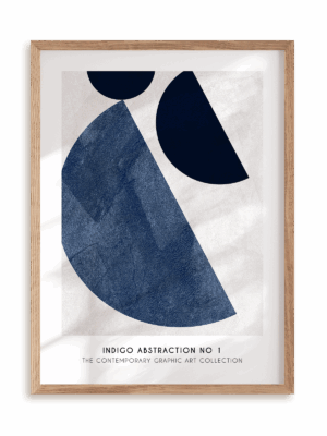 Plakat Abstrakcja indygo w ramie drewnianej