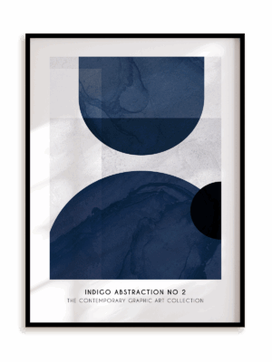 Plakat Abstrakcja indygo II w ramie aluminiowej