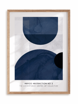 Plakat Abstrakcja indygo II w ramie drewnianej