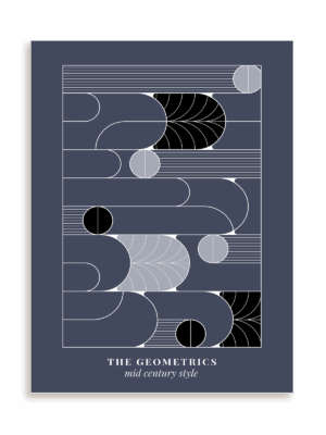 Plakat Mid century modern in blue bez ramy