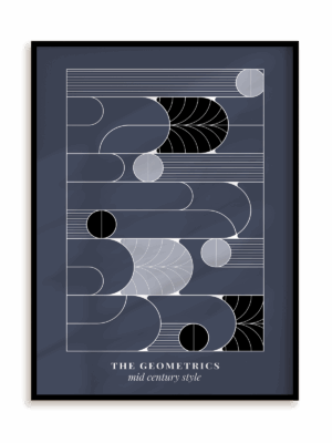 Plakat Mid century modern in blue w ramie aluminiowej