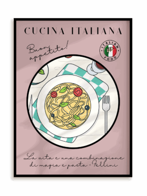 Plakat Kuchnia włoska w ramie aluminiowej