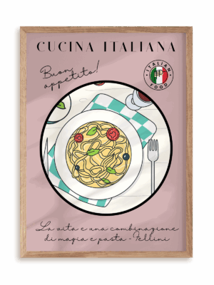 Plakat Kuchnia włoska w ramie drewnianej