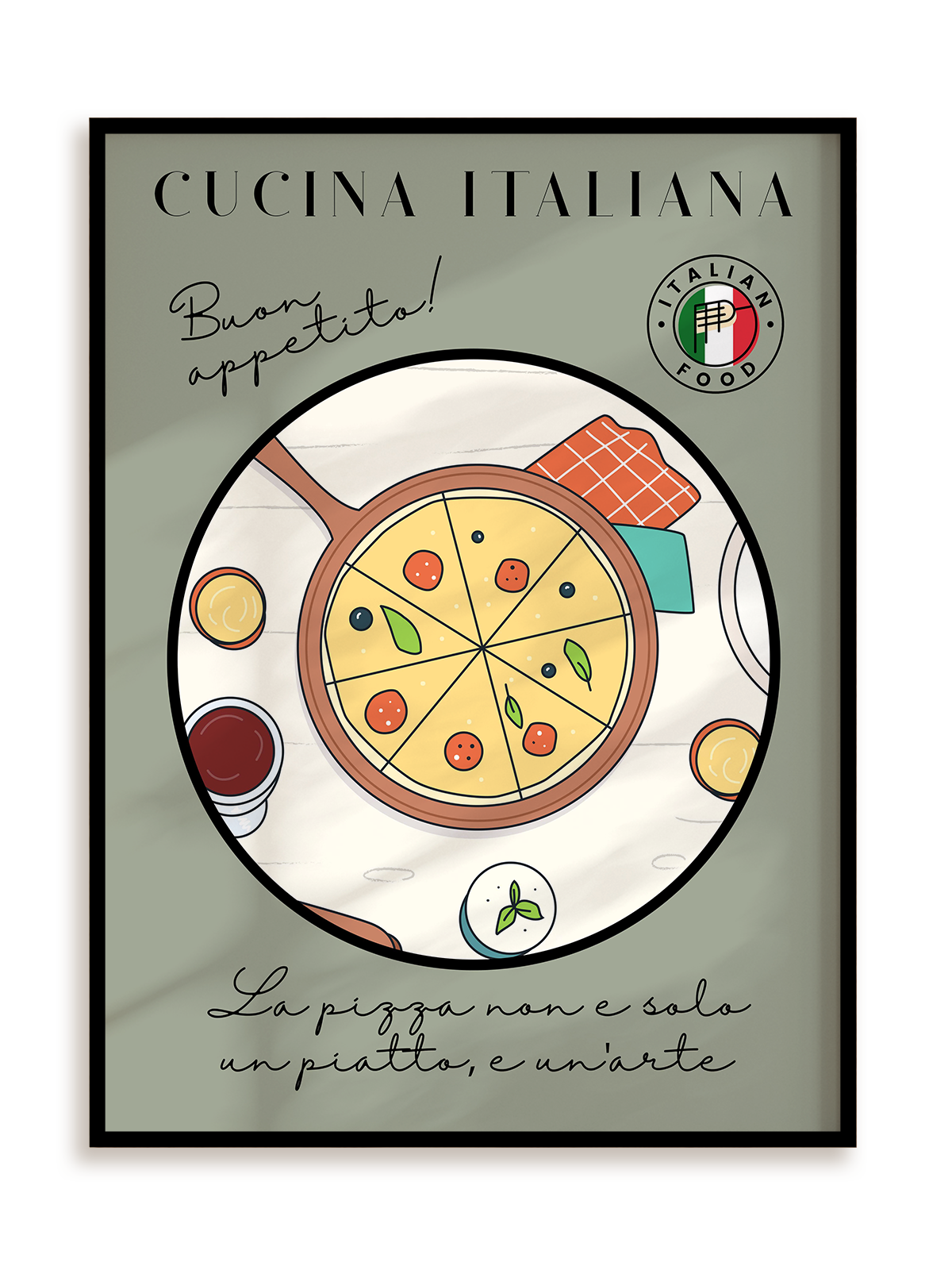 Plakat Kuchnia włoska II w ramie aluminiowej