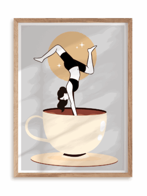 Plakat Kawowe zanurzenie w ramie drewnianej