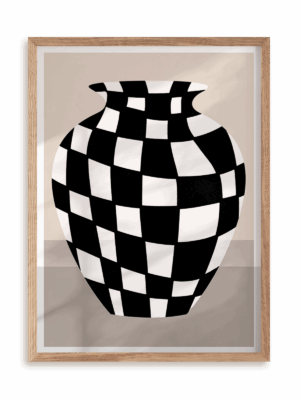 Plakat Wazon w kratkę w ramie drewnianej
