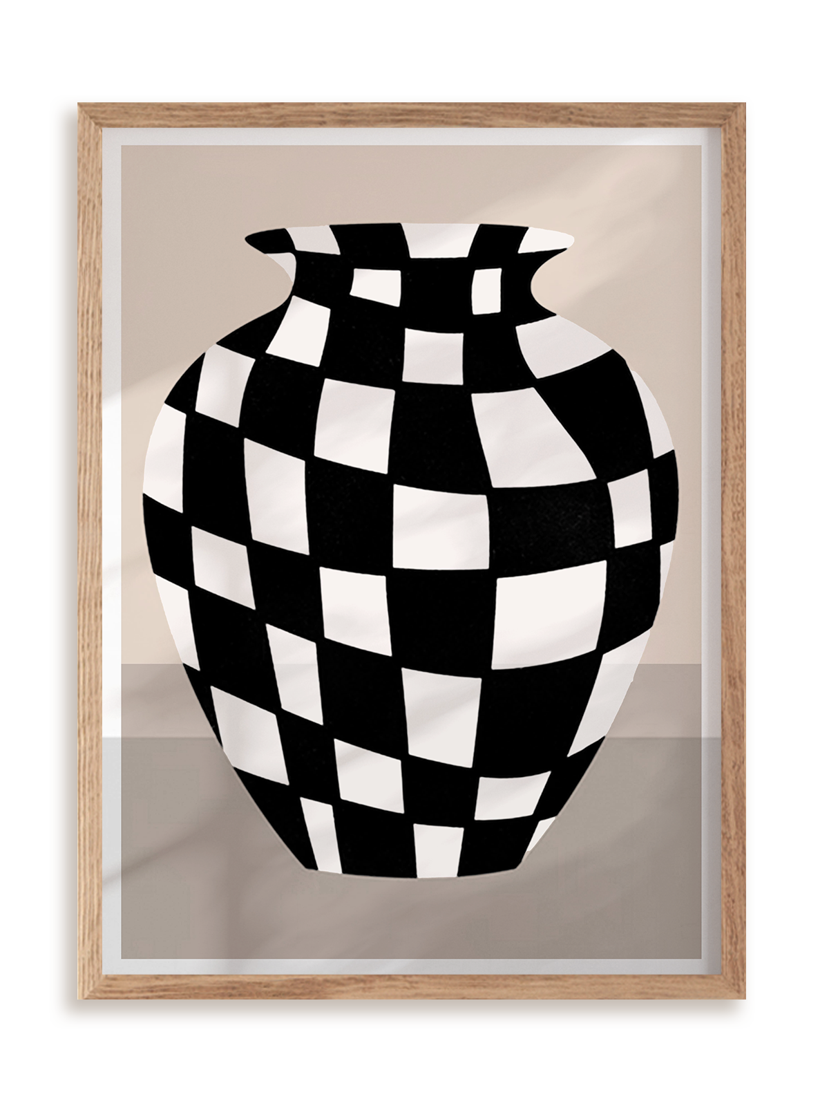 Plakat Wazon w kratkę w ramie drewnianej