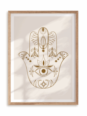 Plakat Hamsa w ramie drewnianej