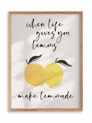 Plakat Make lemonade w ramie drewnianej