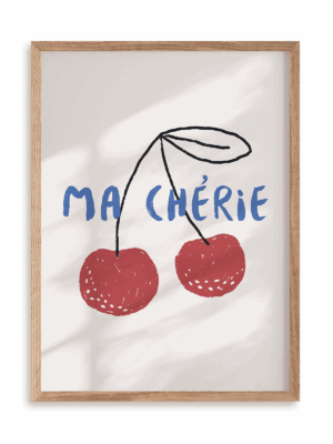 Plakat Ma cherie w ramie drewnianej