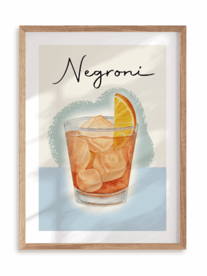 Plakat Negroni w ramie drewnianej
