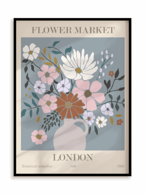 Plakat Flower market: London w ramie aluminiowej