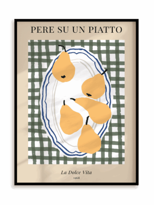 Plakat Gruszki na talerzu w ramie aluminiowej