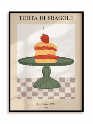 Plakat Torcik truskawkowy w ramie aluminiowej