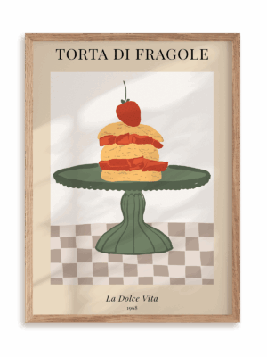 Plakat Torcik truskawkowy w ramie drewnianej