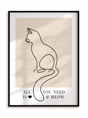 Plakat All you need is miau w ramie aluminiowej