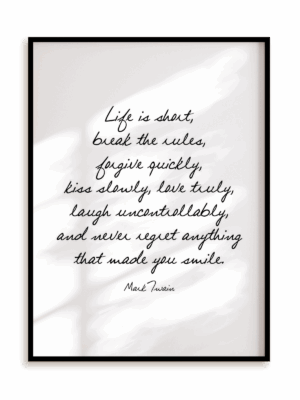 Plakat Never regret w ramie aluminiowej