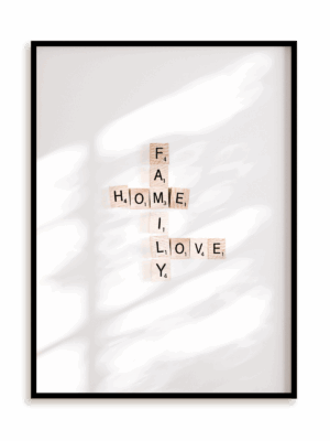 Plakat Family home love w ramie aluminiowej