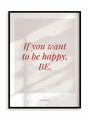 Plakat Be happy w ramie aluminiowej