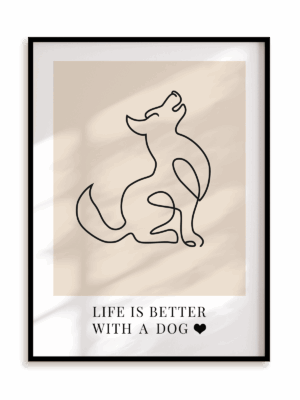 Plakat Life is better with a dog w ramie aluminiowej