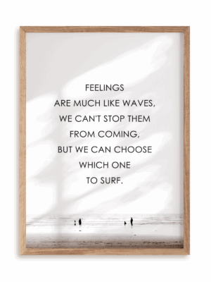 Plakat Feelings are like waves w ramie drewnianej