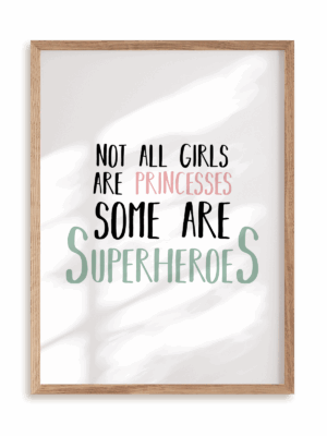 Plakat Girls superheroes w ramie drewnianej