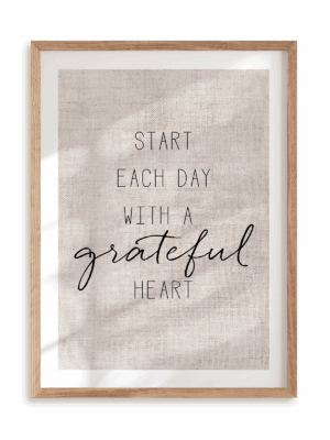 Plakat Grateful heart w ramie drewnianej