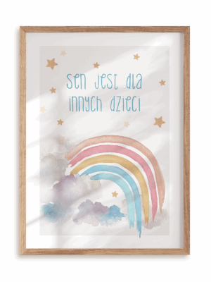 Plakat Sen jest dla innych dzieci w ramie drewnianej