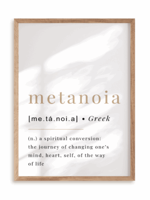 Plakat Metanoia w ramie drewnianej