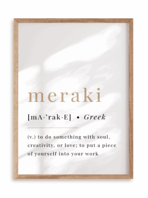 Plakat Meraki w ramie drewnianej