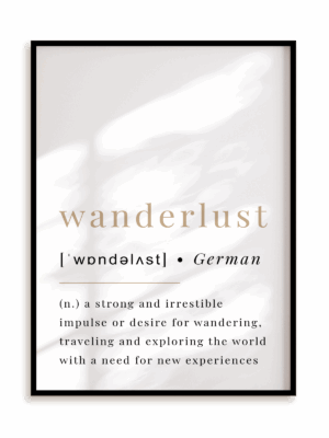 Plakat Wanderlust w ramie aluminiowej