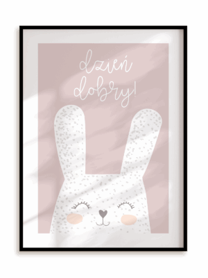 Plakat Zajączek mówi dzień dobry w ramie aluminiowej