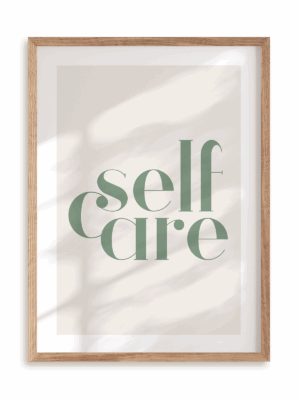 Plakat Self care w ramie drewnianej