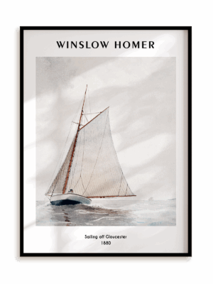 Plakat Winslow Homer - Sailing off Gloucester (1880) w ramie aluminiowej
