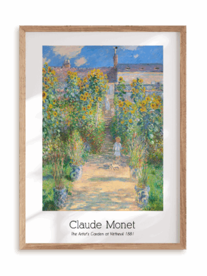 Plakat Claude Monet - The Artist's Garden at Vétheuil (1881) w ramie drewnianej
