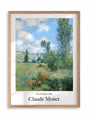 Plakat Claude Monet - View of Vétheuil (1880) w ramie drewnianej