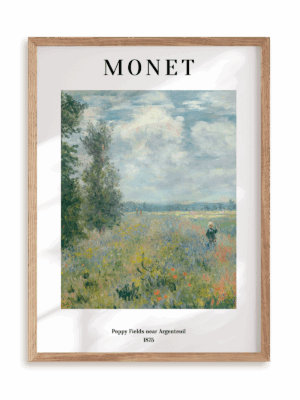 Plakat Claude Monet - Poppy Fields near Argenteuil (1875) w ramie drewnianej
