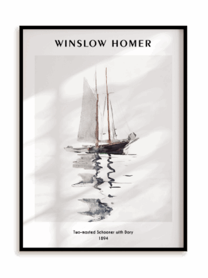Plakat Winslow Homer Two-masted Schooner with Dory (1894) w ramie aluminiowej