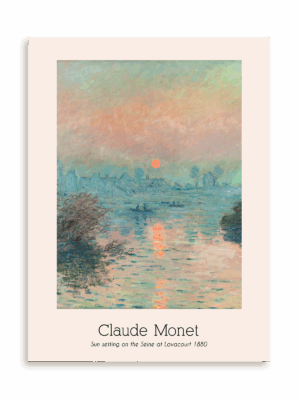 Plakat Claude Monet - Sun setting on the Seine at Lavacourt (1880) bez ramy