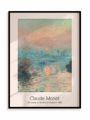 Plakat Claude Monet - Sun setting on the Seine at Lavacourt (1880) w ramie aluminiowej