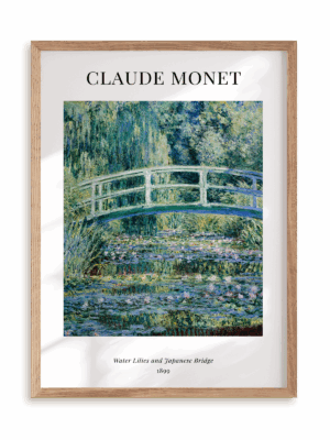 Plakat Claude Monet - Water Lilies and Japanese Bridge (1899) w ramie drewnianej