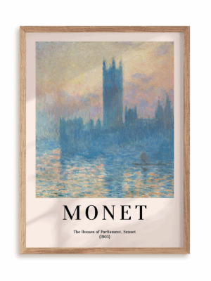 Plakat Claude Monet - The Houses of Parliament, Sunset (1903) w ramie drewnianej