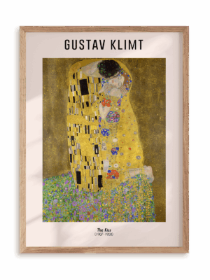 Plakat Gustav Klimt - The kiss (1907-1908) w ramie drewnianej