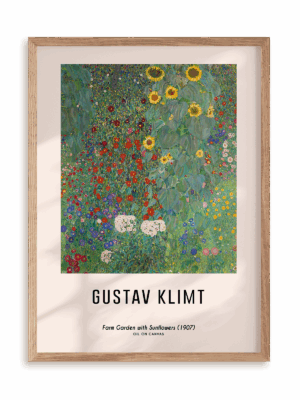 Plakat Gustav Klimt - Farm Garden with Sunflowers (1907) w ramie drewnianej
