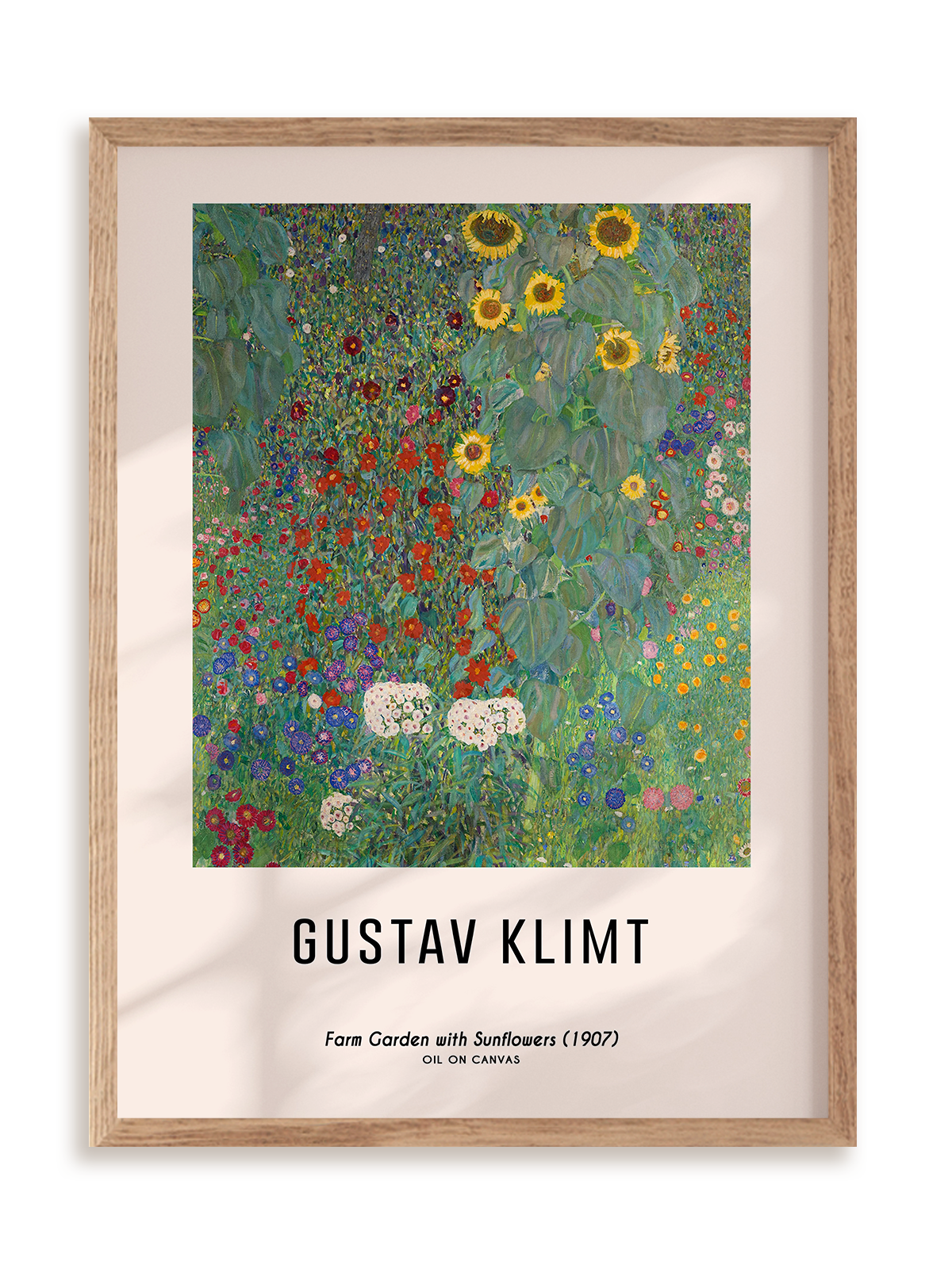 Plakat Gustav Klimt - Farm Garden with Sunflowers (1907) w ramie drewnianej