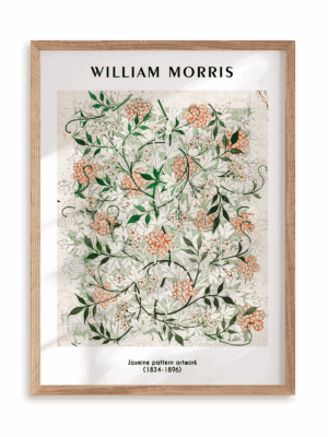 Plakat William Morris - Jasmine pattern artwork (1834-1896) w ramie drewnianej
